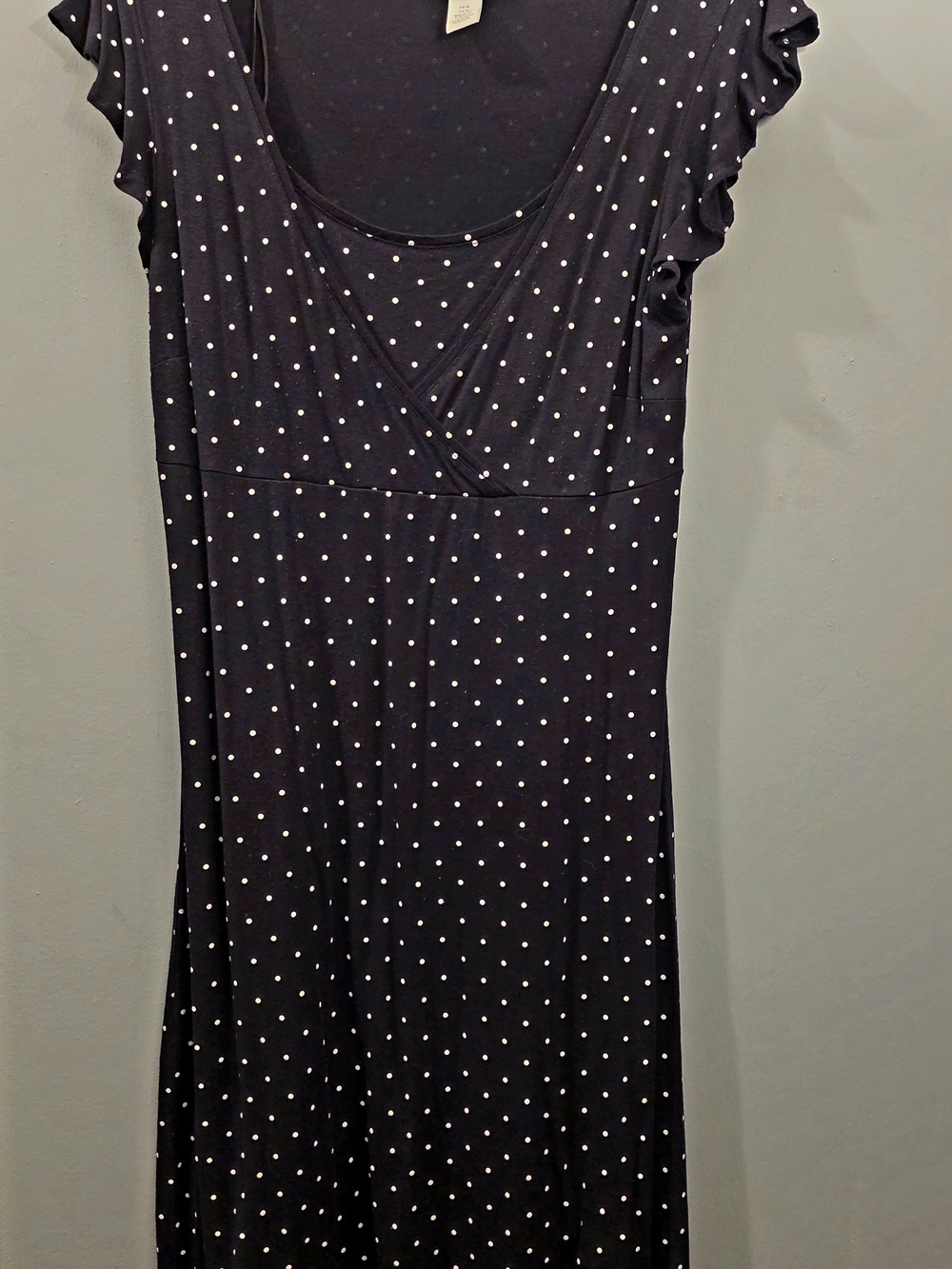 Women's Black Polka Dot Maxi Dress with Scoop Neck